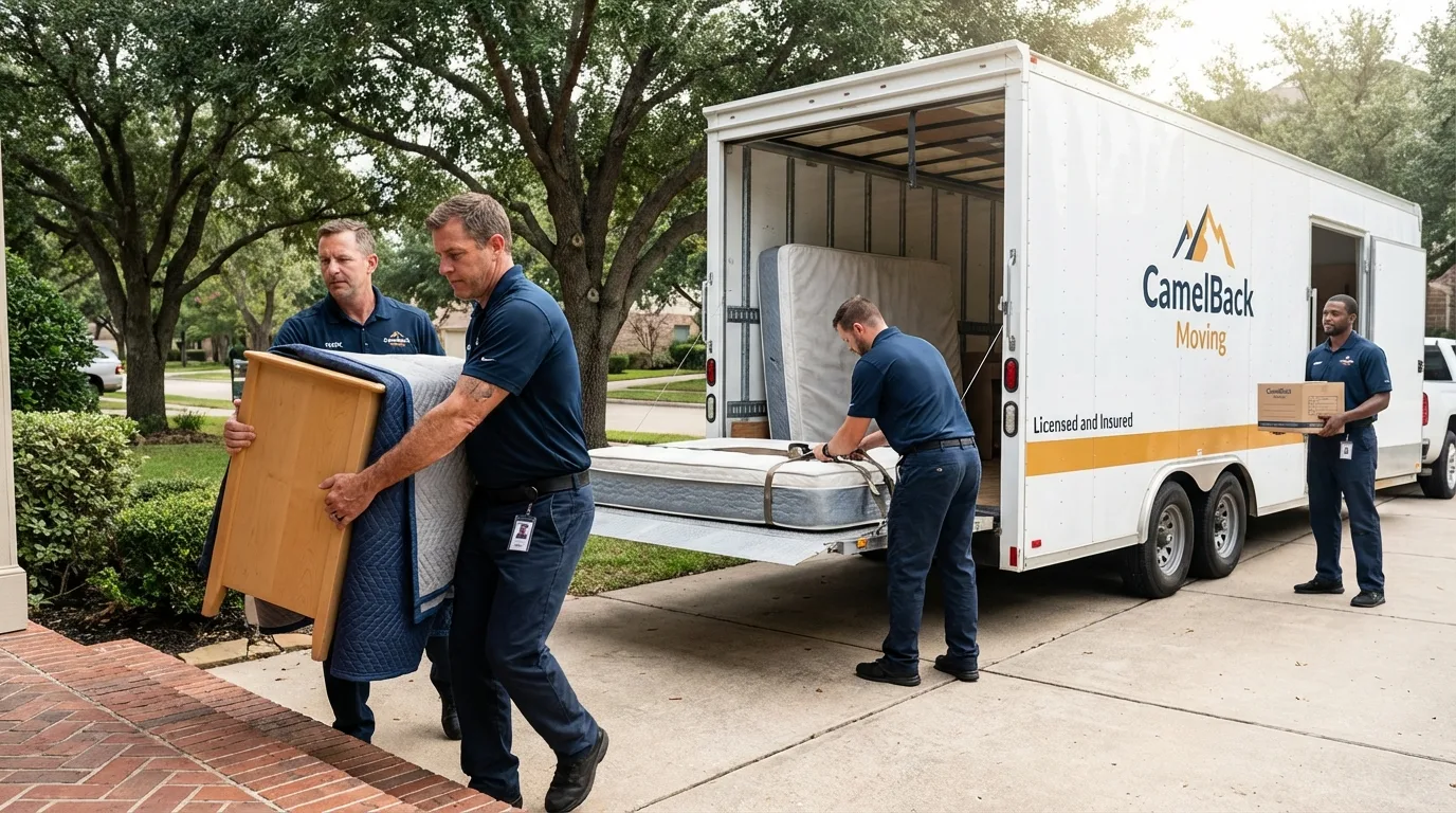 Crew loading residential truck for cross-state move from Lilburn, GA