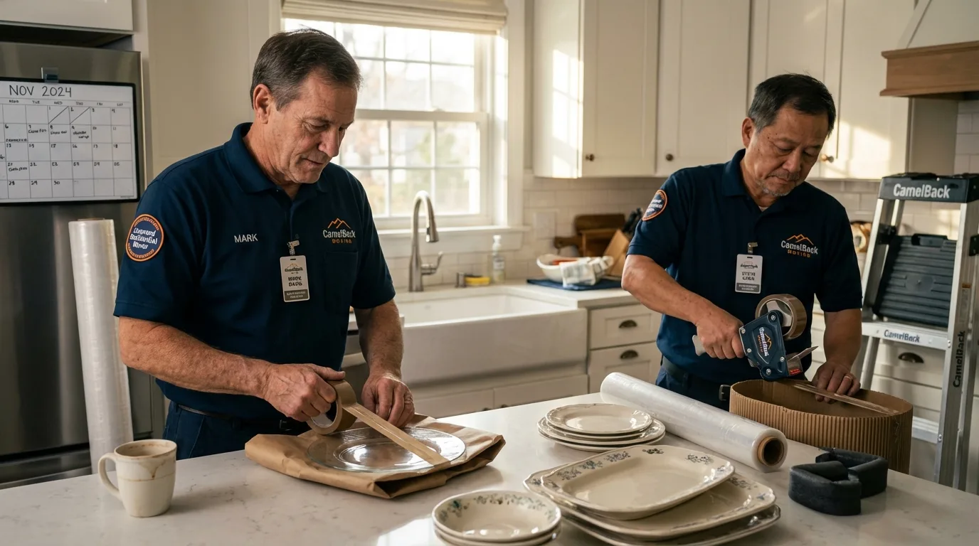 Professional crew packing kitchen dishware in Lilburn, GA